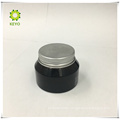 Black aluminium cosmetic jar amber glass with metal lid